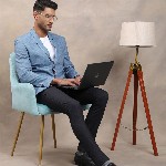 Turtle Men Navy Blue Self-Design Single-Breasted Casual Blazer