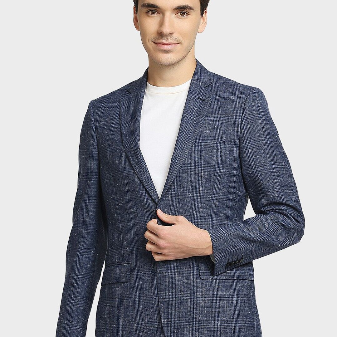 ColorPlus Redloop Power Blazers Checked Single-Breasted Regular Fit Formal Blazer