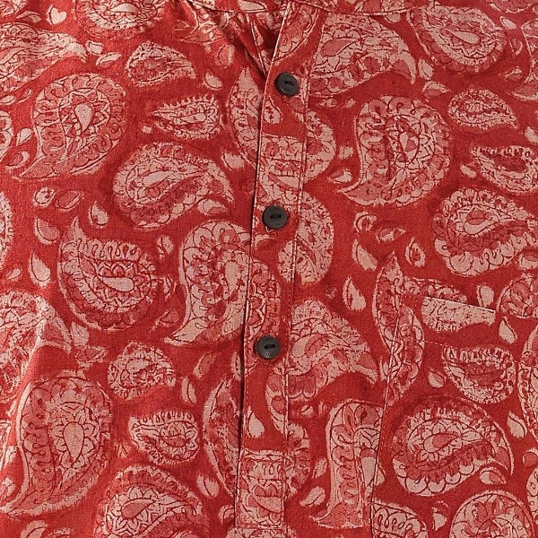 Taavi Paisley Printed Band Collar Pure Cotton Long Straight Kurta