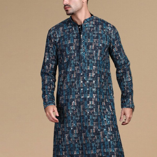 Sanwara Men Geometric Embroidered Straight Kurta