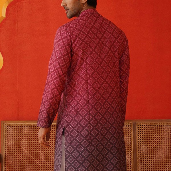 Jompers Men Floral Printed Sequinned Floral Kurta