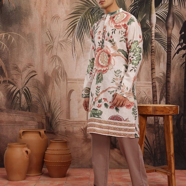 Sangria Floral Print Pure Cotton Kurta
