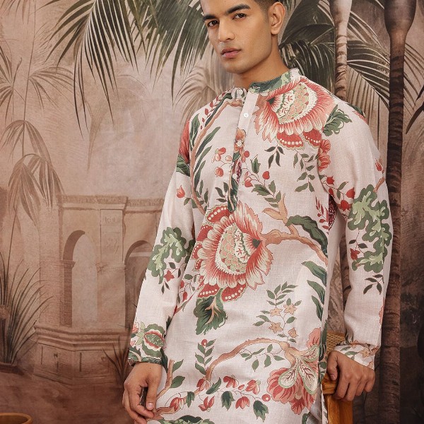 Sangria Floral Print Pure Cotton Kurta