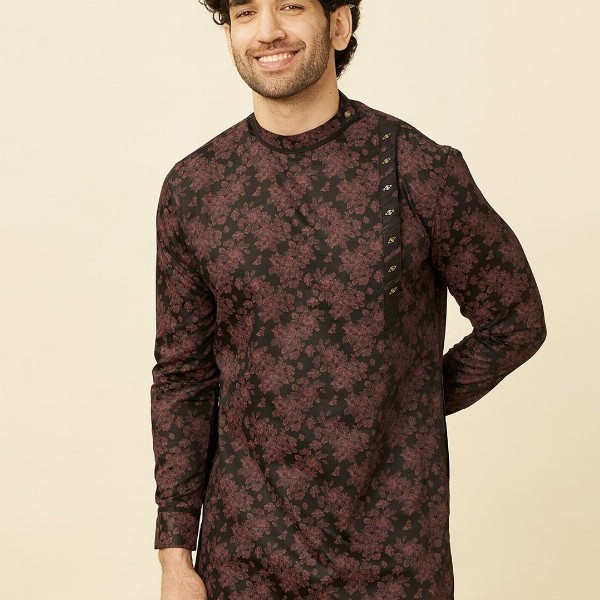 Manyavar Ethnic Motifs Printed Pure Cotton Straight Kurta