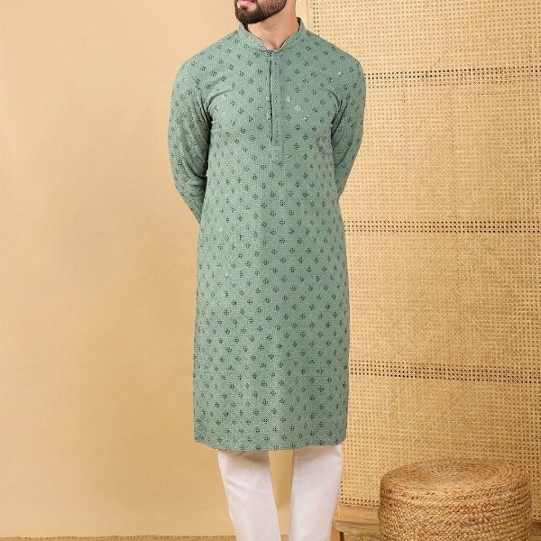 House of Pataudi Men Embellished Straight Kurta