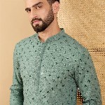 House of Pataudi Men Embellished Straight Kurta