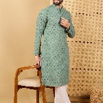 House of Pataudi Men Embellished Straight Kurta