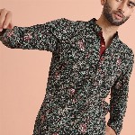 KISAH Men Paisley Embroidered Thread Work Short Kurta