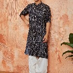 VASTRAMAY Bandhani Printed Mandarin Collar Straight Kurta