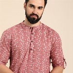 Anouk Men Geometric Printed Cotton Short Kurta