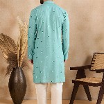 House of Pataudi Embellished Mandarin Collar Straight Kurta
