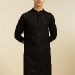 Diwas by Manyavar Ethnic Motifs Embroidered Mandarin Collar Sequinned Straight Kurta