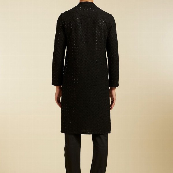 Diwas by Manyavar Ethnic Motifs Embroidered Mandarin Collar Sequinned Straight Kurta