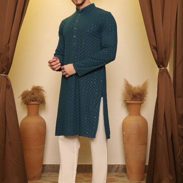 House of Pataudi Ethnic Motifs Embroidered Straight Kurta