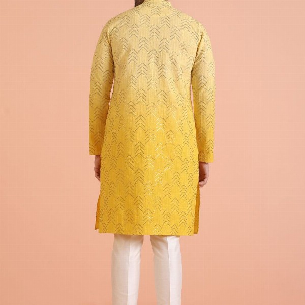 KISAH Men Paisley Embellished Mirror Work Kurta