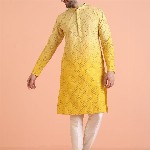 KISAH Men Paisley Embellished Mirror Work Kurta
