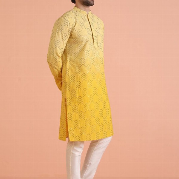 KISAH Men Paisley Embellished Mirror Work Kurta