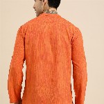 Anouk Men Orange Striped Short Kurta