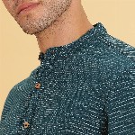 HERE&NOW Band Collar Cotton Short Kurta