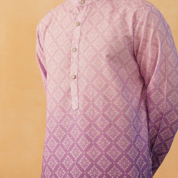 Jompers Ethnic Motifs Printed Band Collar Pure Cotton Straight Kurta