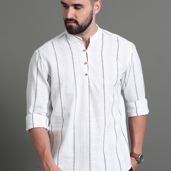 HERE&NOW Striped Cotton Short Kurta