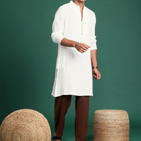 Sangria Men Solid Pure Cotton Kurta
