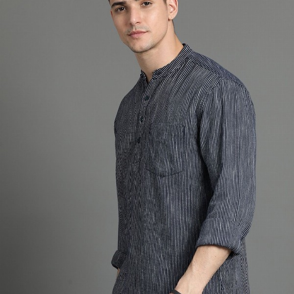 HERE&NOW Striped Cotton Short kurta