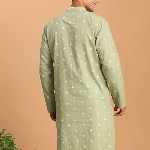 VASTRAMAY Geometric Woven Design Jacquard Cotton Sustainable Kurta
