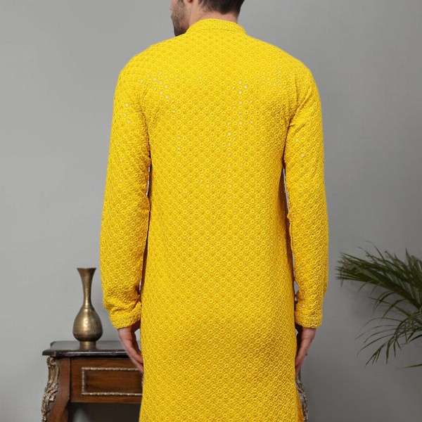 Jompers Floral Embroidered Chikankari Mandarin Collar Straight Kurta