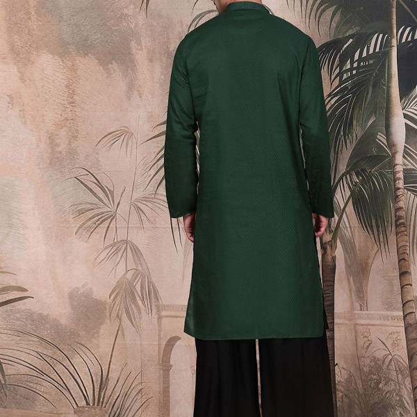 Sangria Men Textured Pattern Mandarin Collar Stylish Cotton Kurta