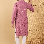House of Pataudi Men Solid Embellished Straight Kurta