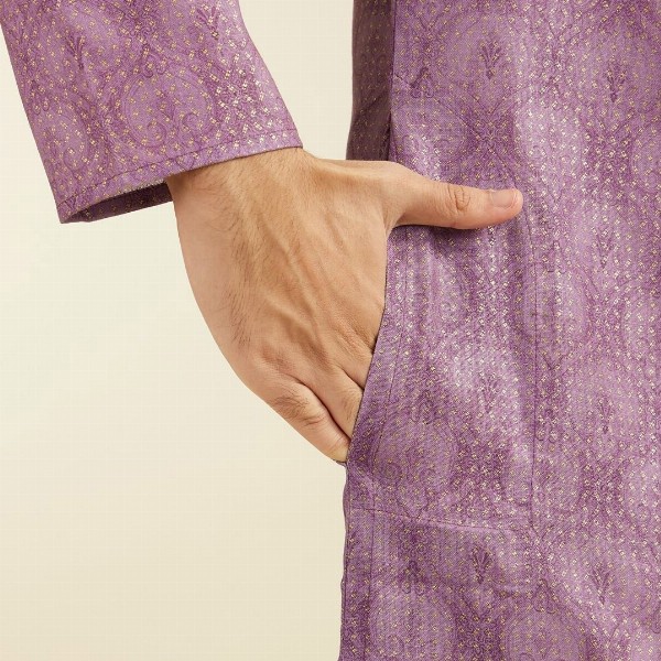 Diwas by Manyavar Ethnic Motifs Printed Thread Work Mandarin Collar Straight Kurta