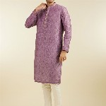 Diwas by Manyavar Ethnic Motifs Printed Thread Work Mandarin Collar Straight Kurta