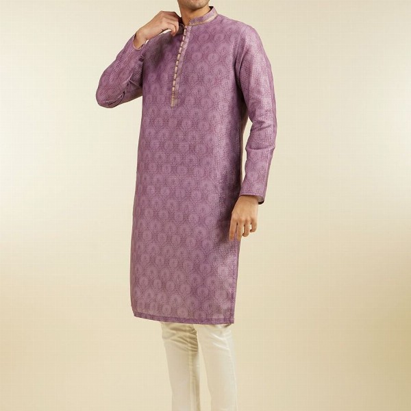 Diwas by Manyavar Ethnic Motifs Printed Thread Work Mandarin Collar Straight Kurta