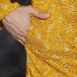 Anouk Mustard Yellow Ethnic Motifs Printed Band Collar Straight Kurta