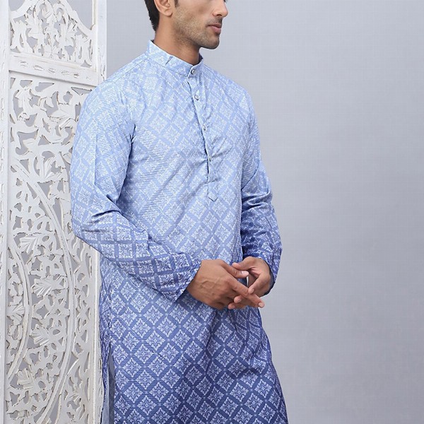 Jompers Ethnic Motifs Printed Mandarin Collar Straight Kurta