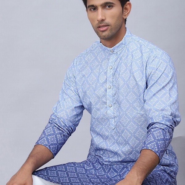 Jompers Ethnic Motifs Printed Mandarin Collar Straight Kurta