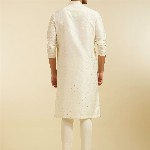 Diwas by Manyavar Thread Work Mandarin Collar Straight Kurta
