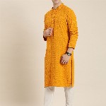 HERE&NOW Men Ethnic Motifs Embroidered Chikankari Kurta