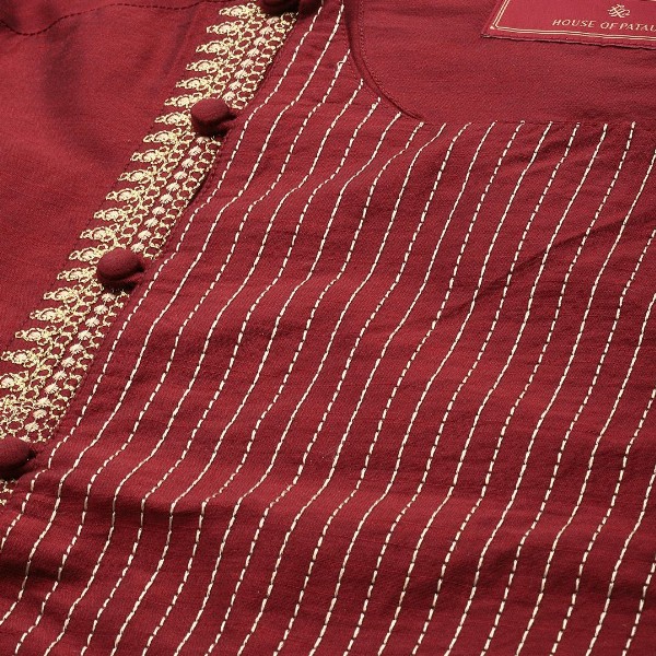 House of Pataudi Jashn Ethnic Motifs Embroidered Zari Work Angrakha Style Kurta