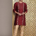 House of Pataudi Jashn Ethnic Motifs Embroidered Zari Work Angrakha Style Kurta