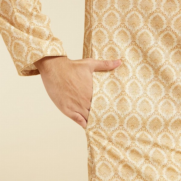 Diwas by Manyavar Ethnic Motifs Printed Mandarin Collar Straight Kurta