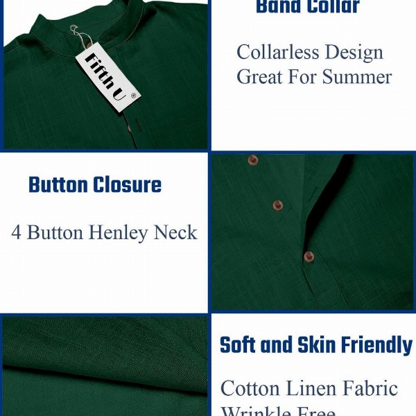 Fifth U Men Mandarin Collar Straight Short Kurta