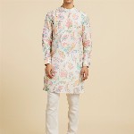 Diwas by Manyavar Floral Printed Mandarin Collar Cotton Kurta