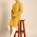 Anouk Men Ethnic Motifs Printed Mandarin Collar Pure Cotton Kurta