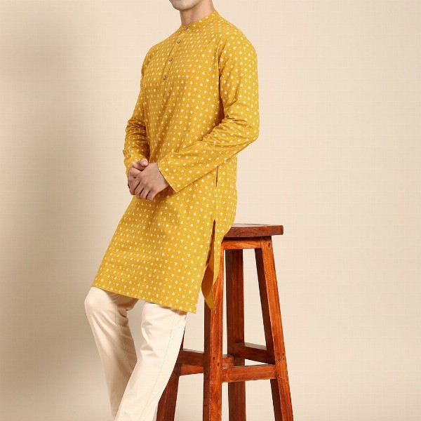 Anouk Men Ethnic Motifs Printed Mandarin Collar Pure Cotton Kurta