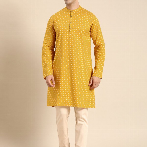 Anouk Men Ethnic Motifs Printed Mandarin Collar Pure Cotton Kurta