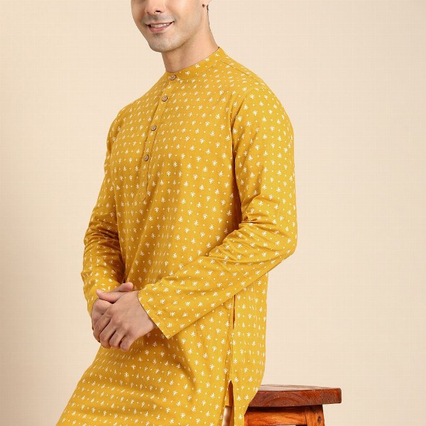 Anouk Men Ethnic Motifs Printed Mandarin Collar Pure Cotton Kurta