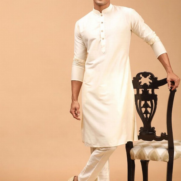 VASTRAMAY Mandarin Collar Straight Kurta