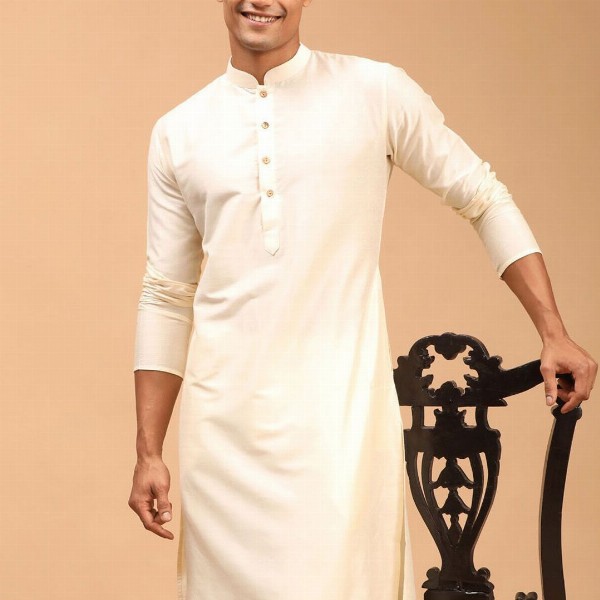 VASTRAMAY Mandarin Collar Straight Kurta